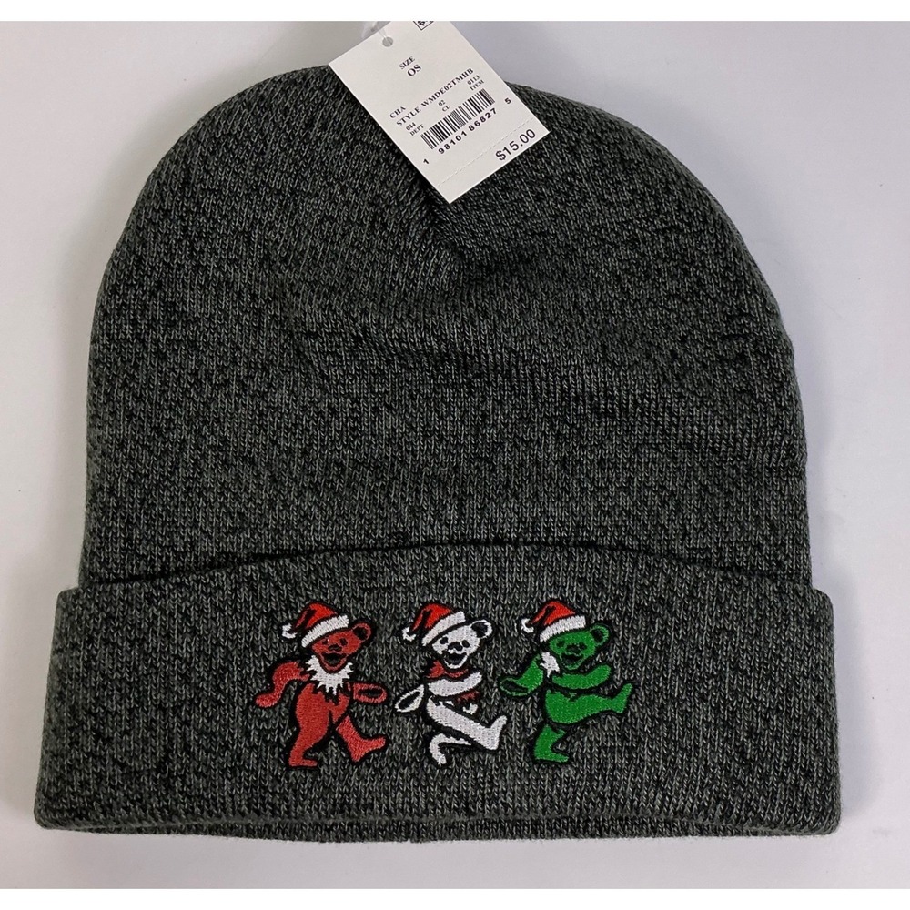 Grateful Dead Dancing Bears‎ Beanie Hat Santa Hat Christmas Winter Knit One Size